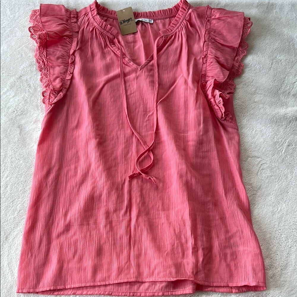 Staccato Coral Ruffle Sleeve Blouse